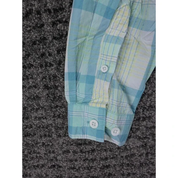 Columbia PFG Shirt Womens Medium White Blue Plaid Super Bahama Fishing Outdoor - Picture 11 of 15